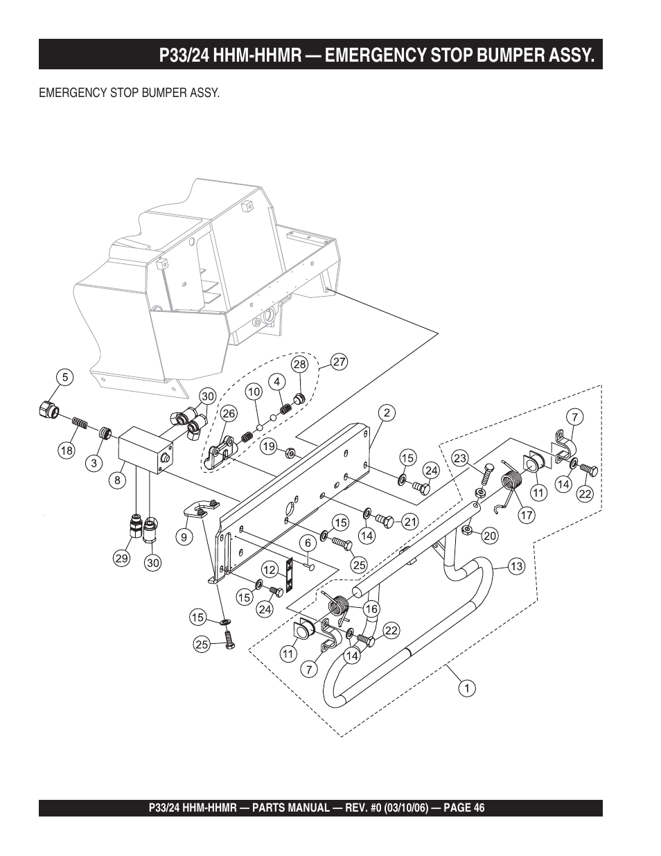 P33/24 hhm-hhmr — emergency stop bumper assy | Multiquip P33/24 HHM/HHMR/HHMR-BD User Manual | Page 46 / 96
