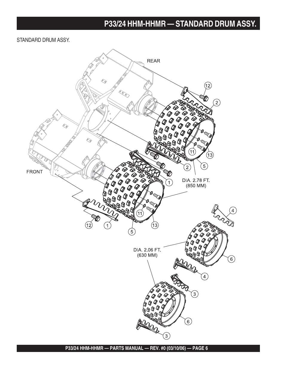 P33/24 hhm-hhmr — standard drum assy | Multiquip P33/24 HHM/HHMR/HHMR-BD User Manual | Page 6 / 96