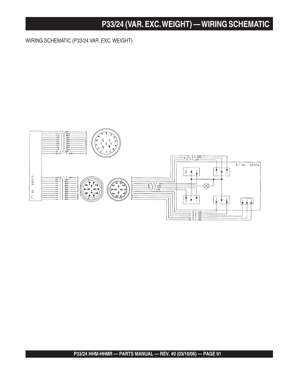 P33/24 (var. exc. weight) — wiring schematic | Multiquip P33/24 HHM/HHMR/HHMR-BD User Manual | Page 91 / 96