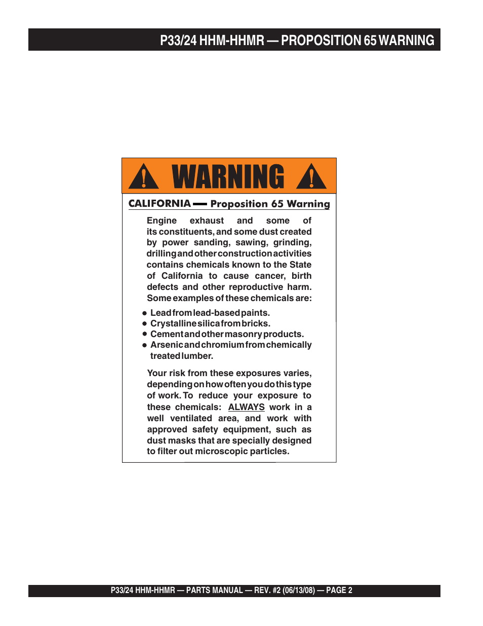 Multiquip P33/24 HHM/HHMR User Manual | Page 2 / 88