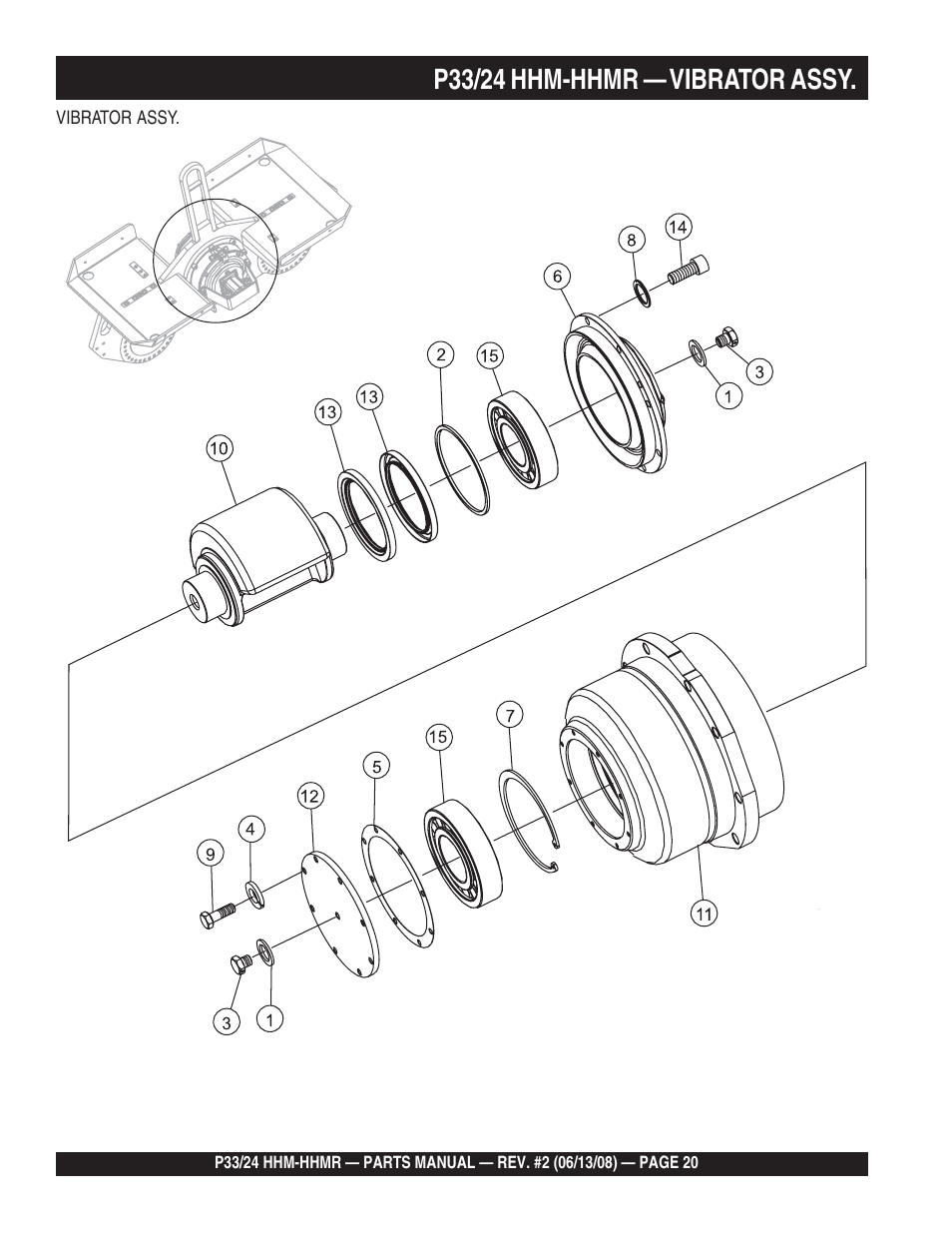 P33/24 hhm-hhmr — vibrator assy | Multiquip P33/24 HHM/HHMR User Manual | Page 20 / 88