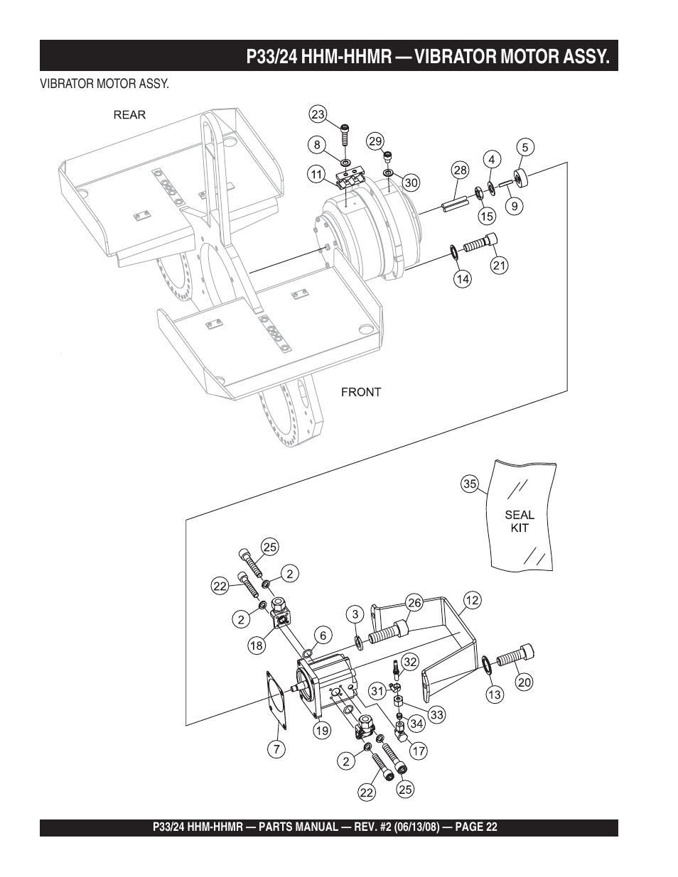P33/24 hhm-hhmr — vibrator motor assy | Multiquip P33/24 HHM/HHMR User Manual | Page 22 / 88
