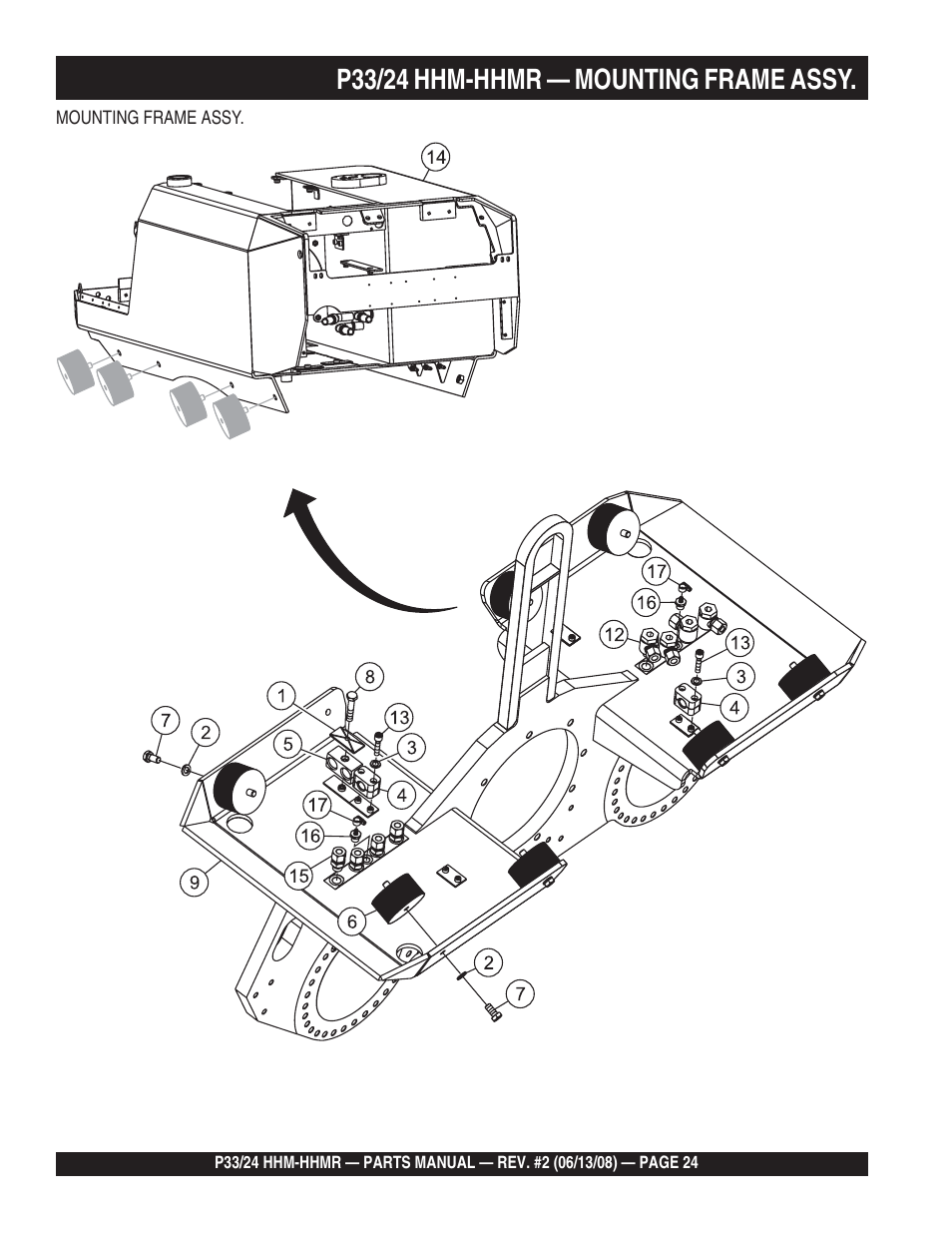 P33/24 hhm-hhmr — mounting frame assy | Multiquip P33/24 HHM/HHMR User Manual | Page 24 / 88