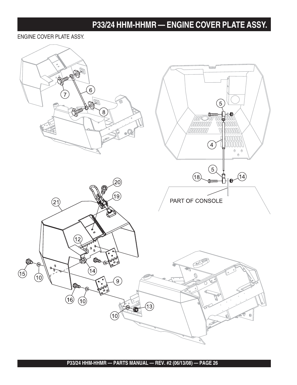 P33/24 hhm-hhmr — engine cover plate assy | Multiquip P33/24 HHM/HHMR User Manual | Page 26 / 88