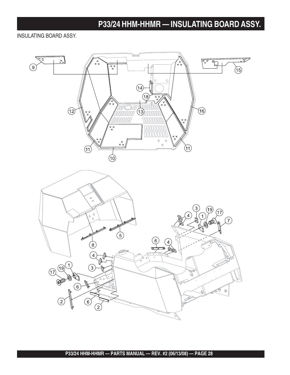 P33/24 hhm-hhmr — insulating board assy | Multiquip P33/24 HHM/HHMR User Manual | Page 28 / 88
