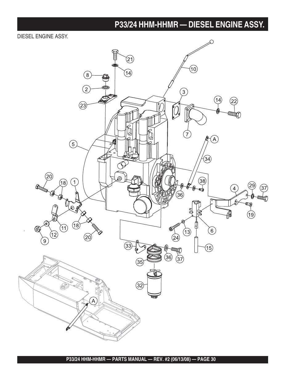 P33/24 hhm-hhmr — diesel engine assy | Multiquip P33/24 HHM/HHMR User Manual | Page 30 / 88