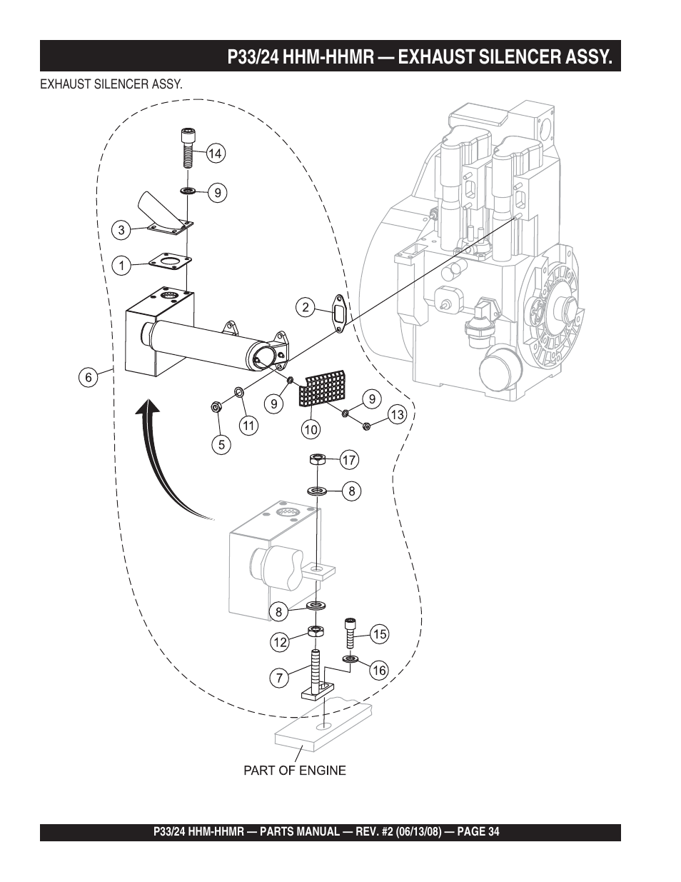 P33/24 hhm-hhmr — exhaust silencer assy | Multiquip P33/24 HHM/HHMR User Manual | Page 34 / 88