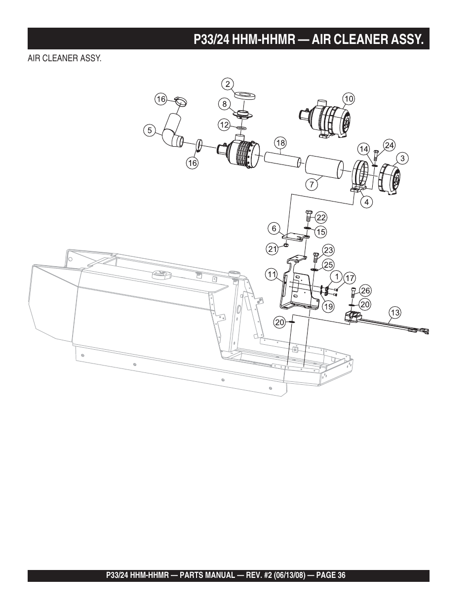 P33/24 hhm-hhmr — air cleaner assy | Multiquip P33/24 HHM/HHMR User Manual | Page 36 / 88