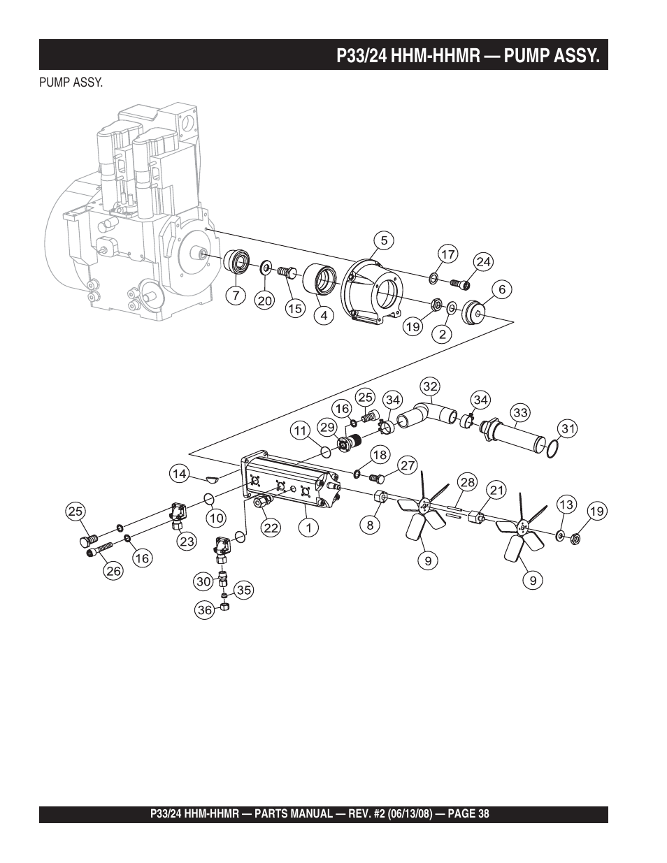 P33/24 hhm-hhmr — pump assy | Multiquip P33/24 HHM/HHMR User Manual | Page 38 / 88