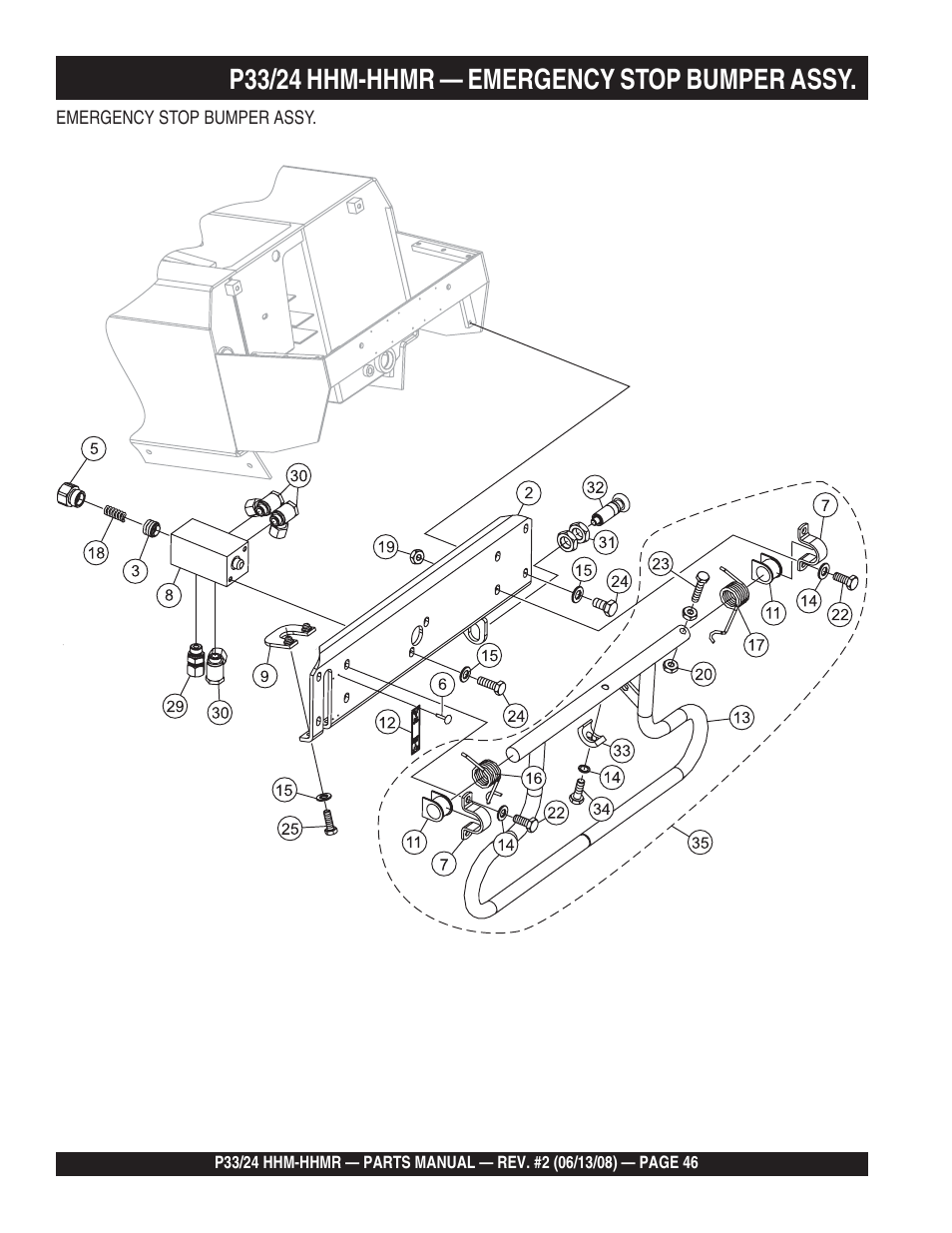 P33/24 hhm-hhmr — emergency stop bumper assy | Multiquip P33/24 HHM/HHMR User Manual | Page 46 / 88