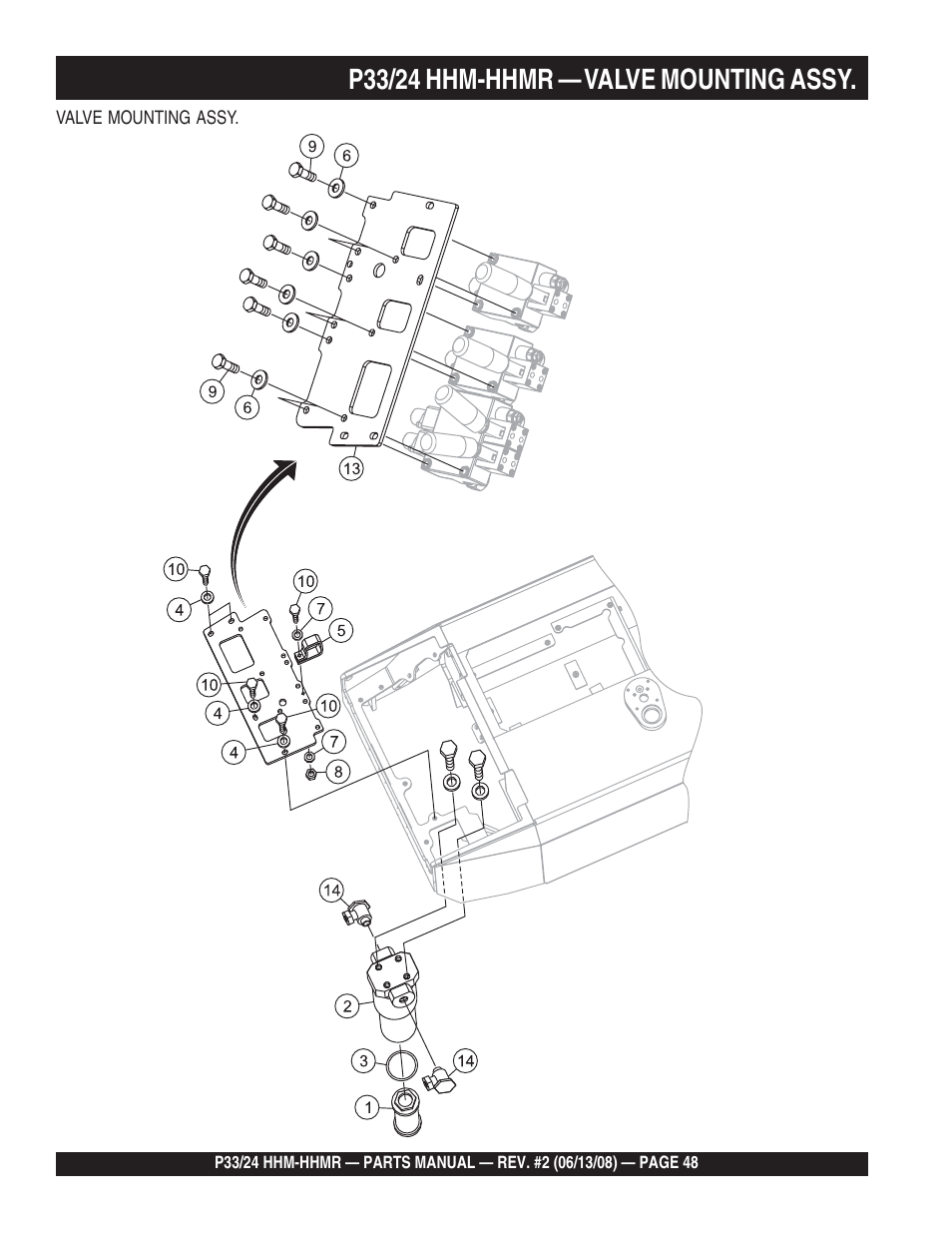 P33/24 hhm-hhmr — valve mounting assy | Multiquip P33/24 HHM/HHMR User Manual | Page 48 / 88