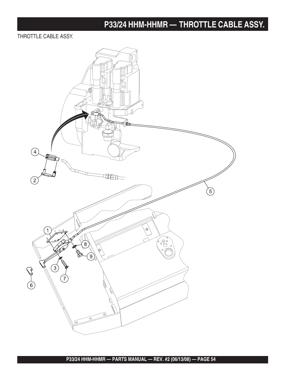 P33/24 hhm-hhmr — throttle cable assy | Multiquip P33/24 HHM/HHMR User Manual | Page 54 / 88