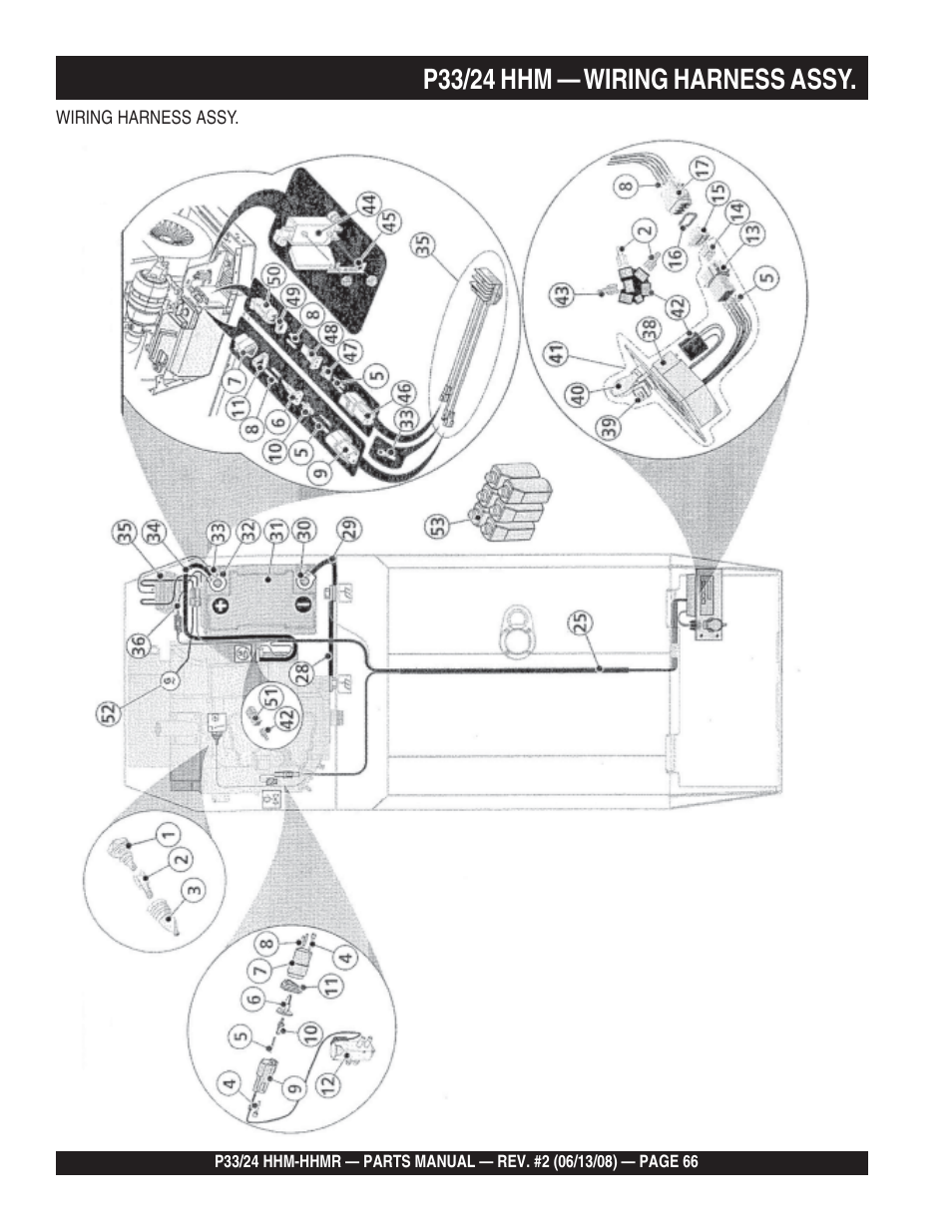 P33/24 hhm — wiring harness assy | Multiquip P33/24 HHM/HHMR User Manual | Page 66 / 88