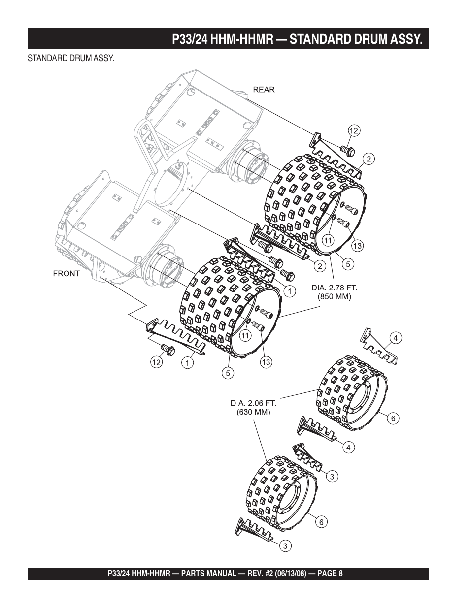 P33/24 hhm-hhmr — standard drum assy | Multiquip P33/24 HHM/HHMR User Manual | Page 8 / 88
