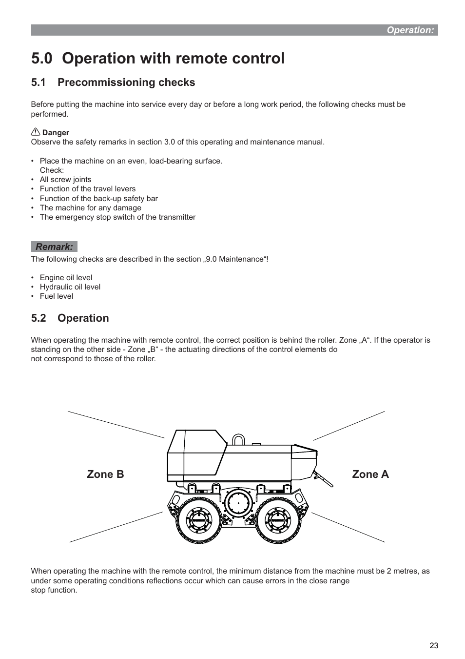 0 operation with remote control | Multiquip P33/24 HHMR User Manual | Page 23 / 39