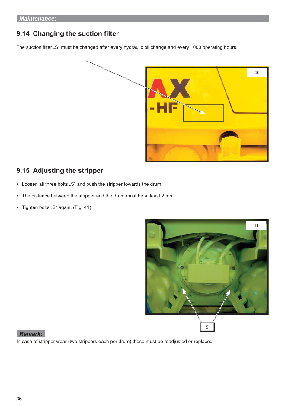 14 changing the suction ﬁlter, 15 adjusting the stripper | Multiquip P33/24 HHMR User Manual | Page 36 / 39