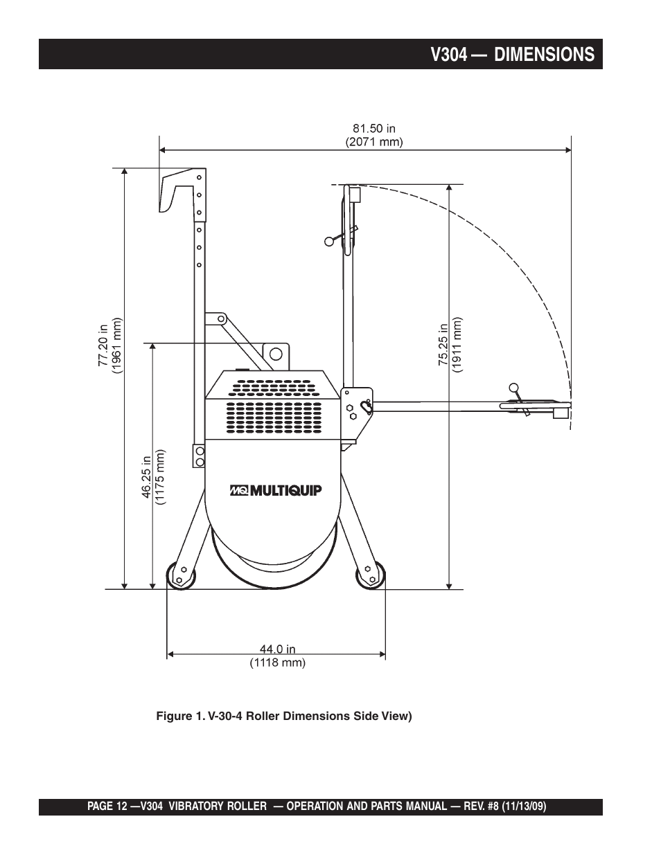 V304 — dimensions | Multiquip V304 User Manual | Page 12 / 64