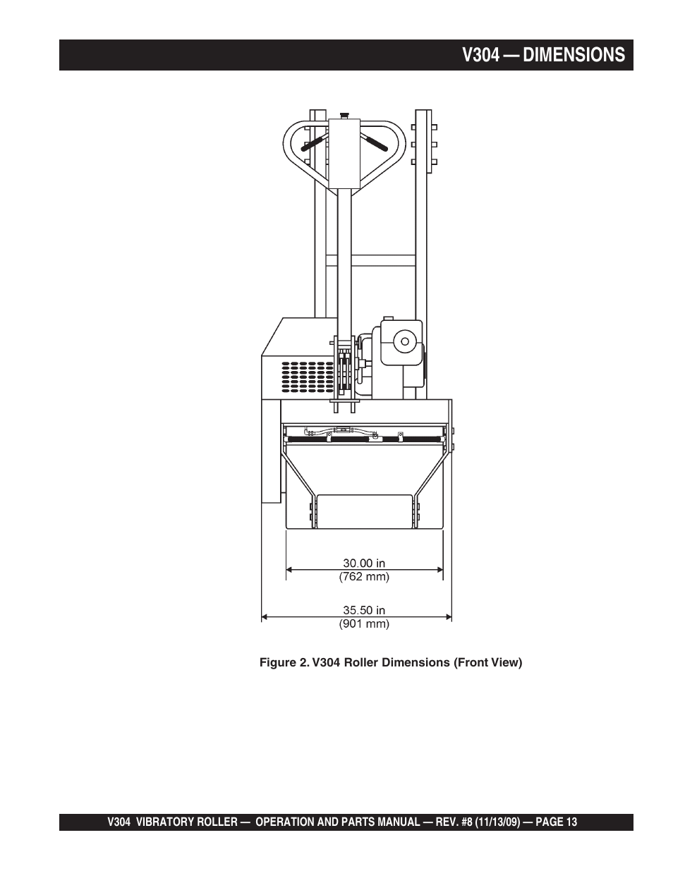 V304 — dimensions | Multiquip V304 User Manual | Page 13 / 64