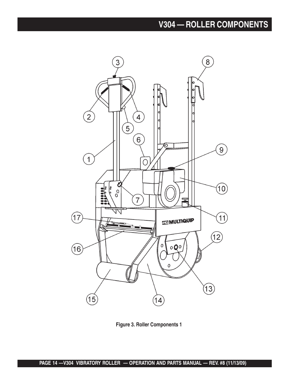 V304 — roller components | Multiquip V304 User Manual | Page 14 / 64