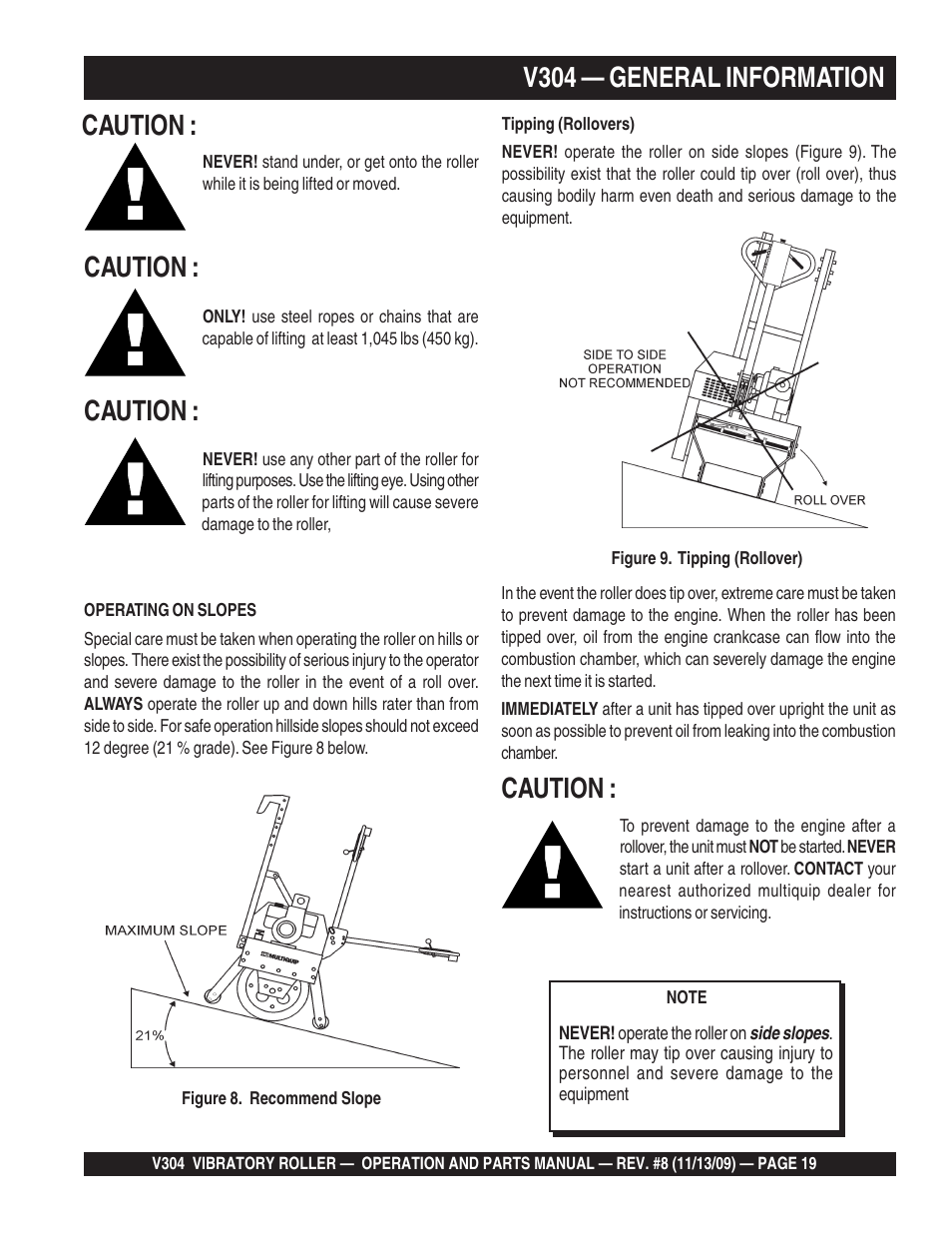 V304 — general information, Caution | Multiquip V304 User Manual | Page 19 / 64