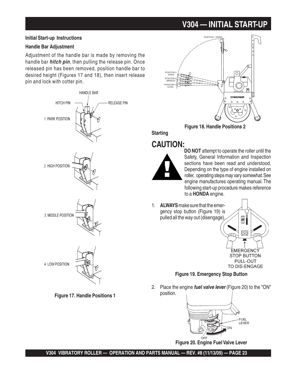 V304 — initial start-up, Caution | Multiquip V304 User Manual | Page 23 / 64