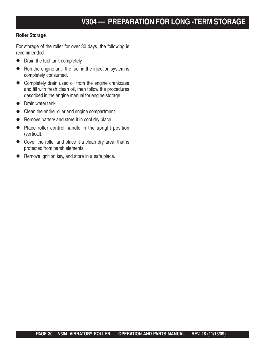 V304 — preparation for long -term storage | Multiquip V304 User Manual | Page 30 / 64