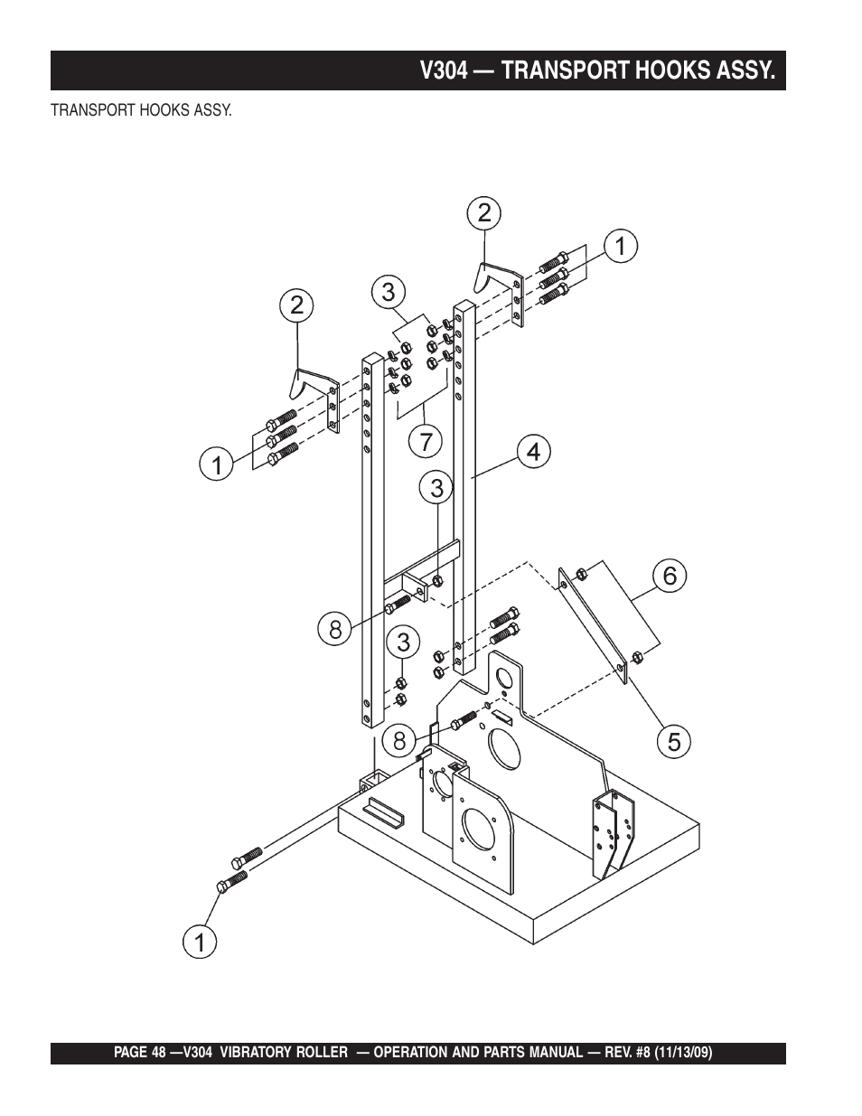 V304 — transport hooks assy | Multiquip V304 User Manual | Page 48 / 64