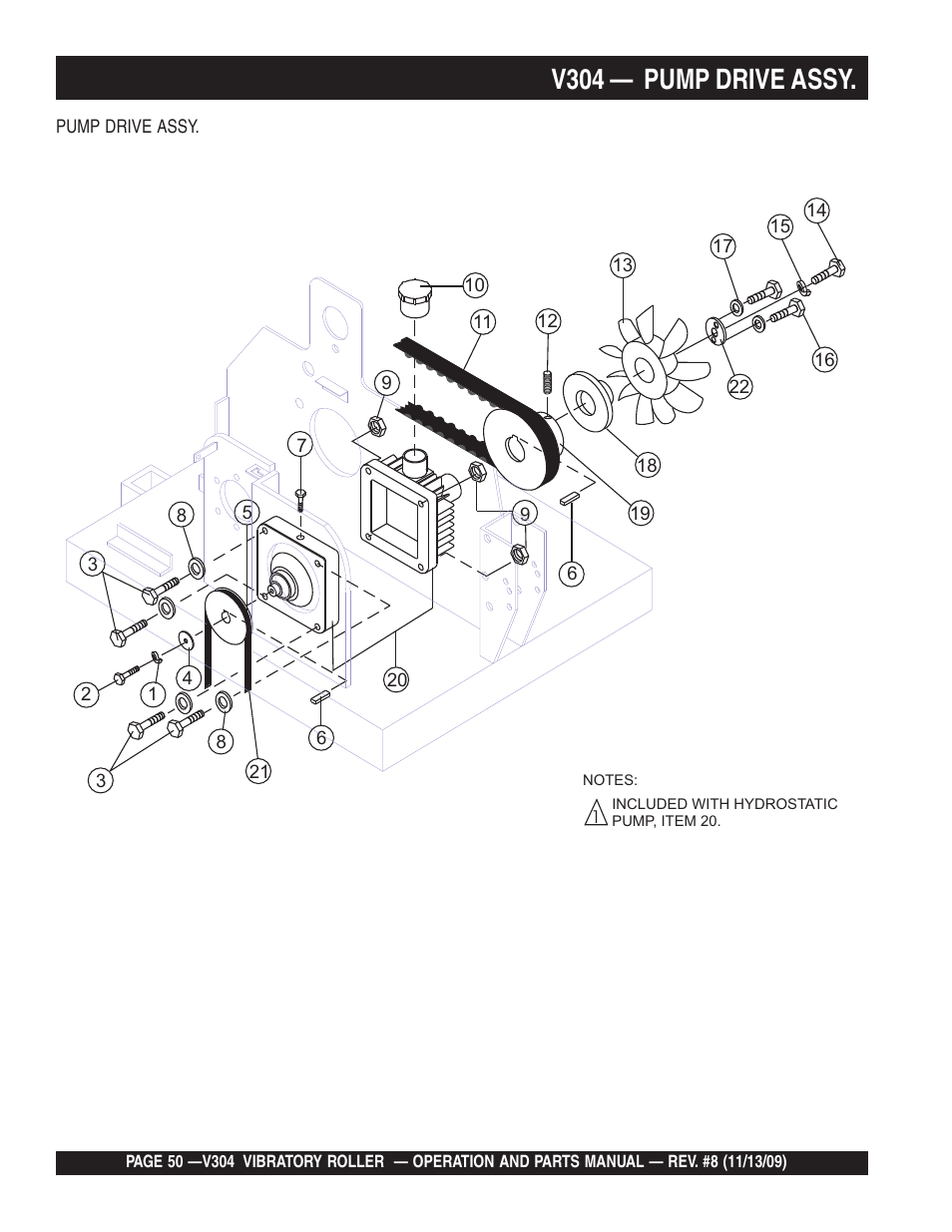 V304 — pump drive assy | Multiquip V304 User Manual | Page 50 / 64