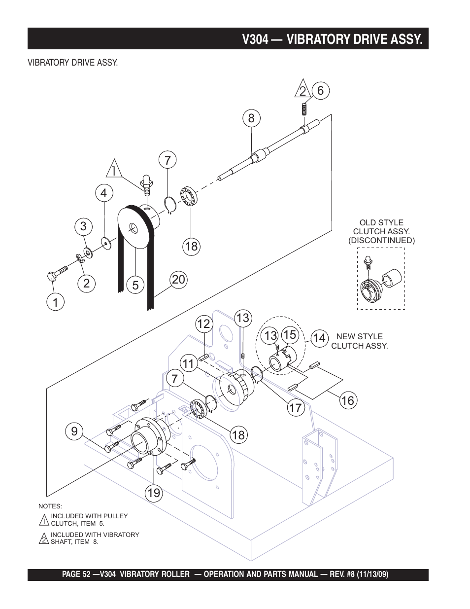 V304 — vibratory drive assy | Multiquip V304 User Manual | Page 52 / 64