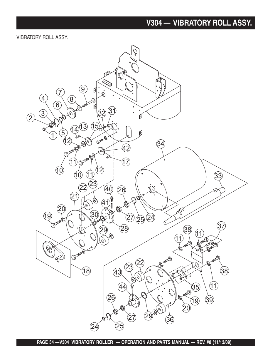 V304 — vibratory roll assy | Multiquip V304 User Manual | Page 54 / 64