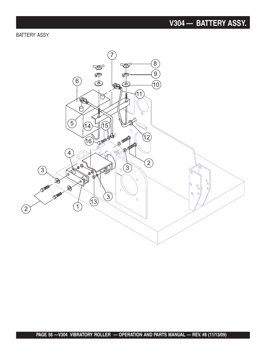 V304 — battery assy | Multiquip V304 User Manual | Page 56 / 64