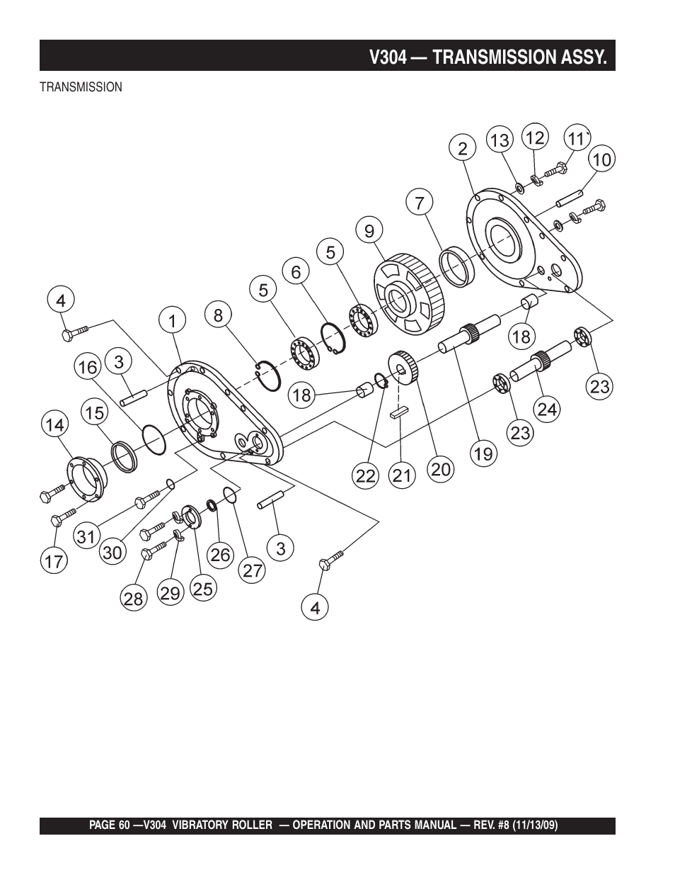V304 — transmission assy | Multiquip V304 User Manual | Page 60 / 64
