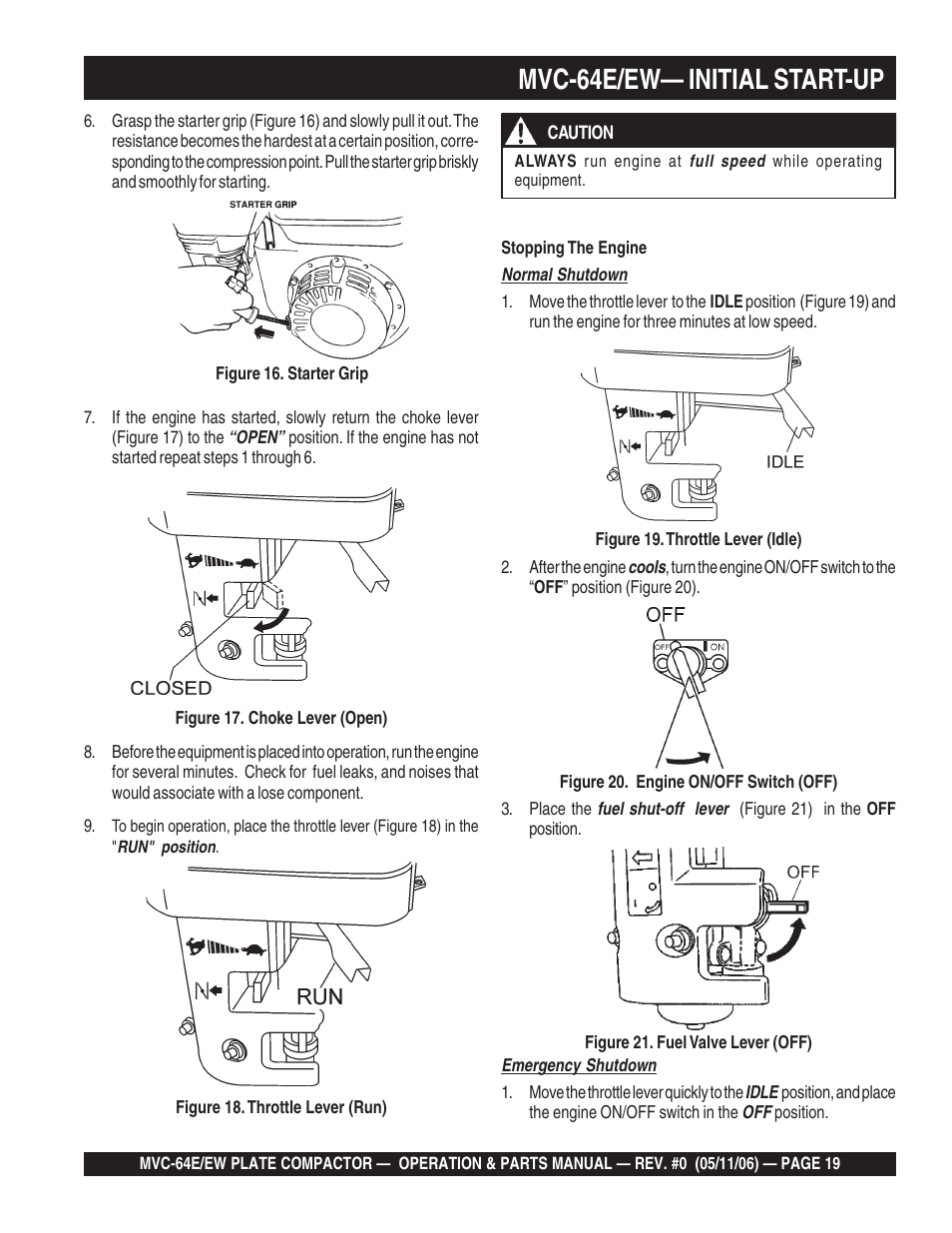 Mvc-64e/ew— initial start-up | Multiquip MVC64E/EW User Manual | Page 19 / 62