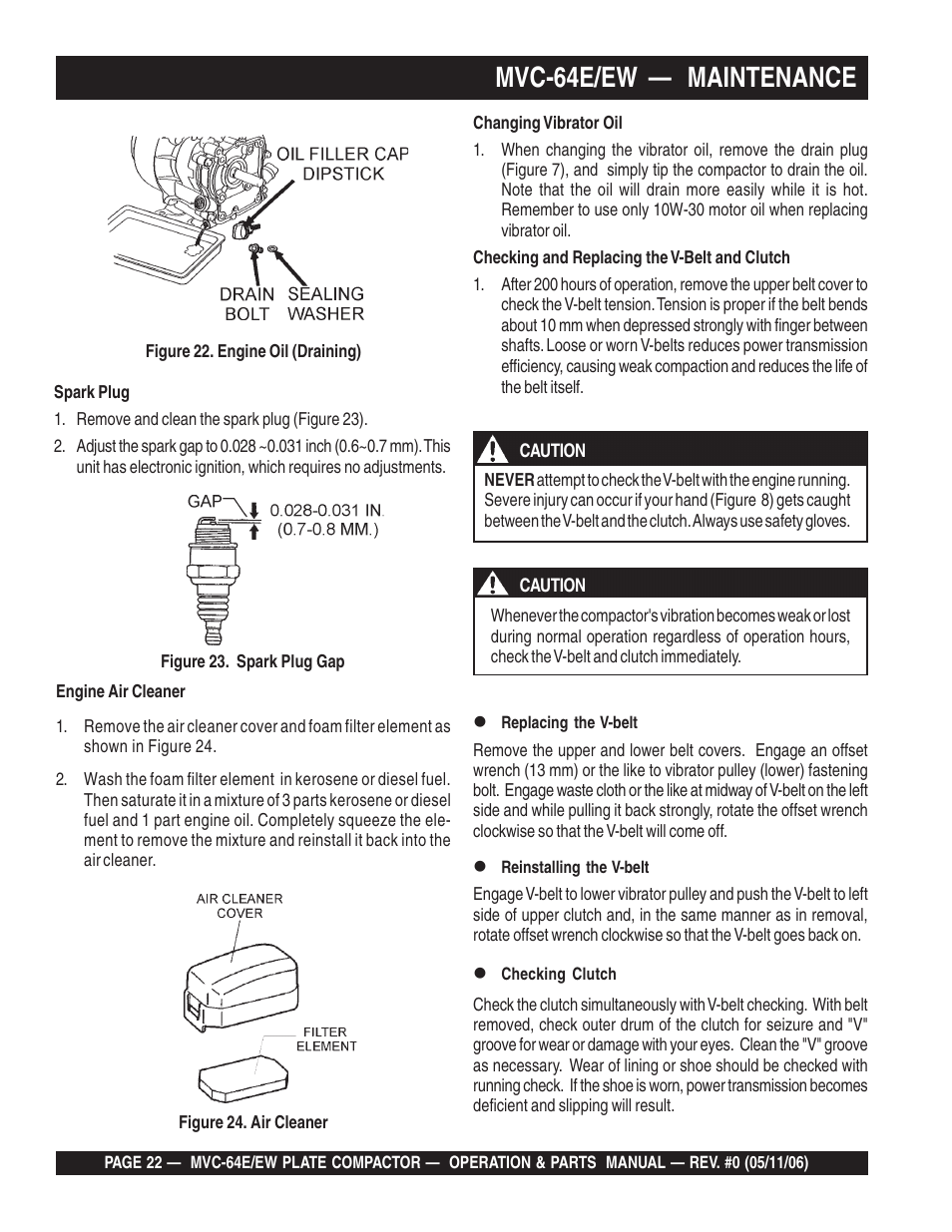 Mvc-64e/ew — maintenance | Multiquip MVC64E/EW User Manual | Page 22 / 62