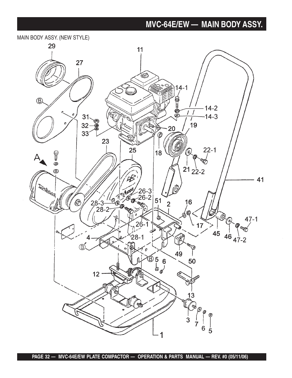 Mvc-64e/ew — main body assy | Multiquip MVC64E/EW User Manual | Page 32 / 62