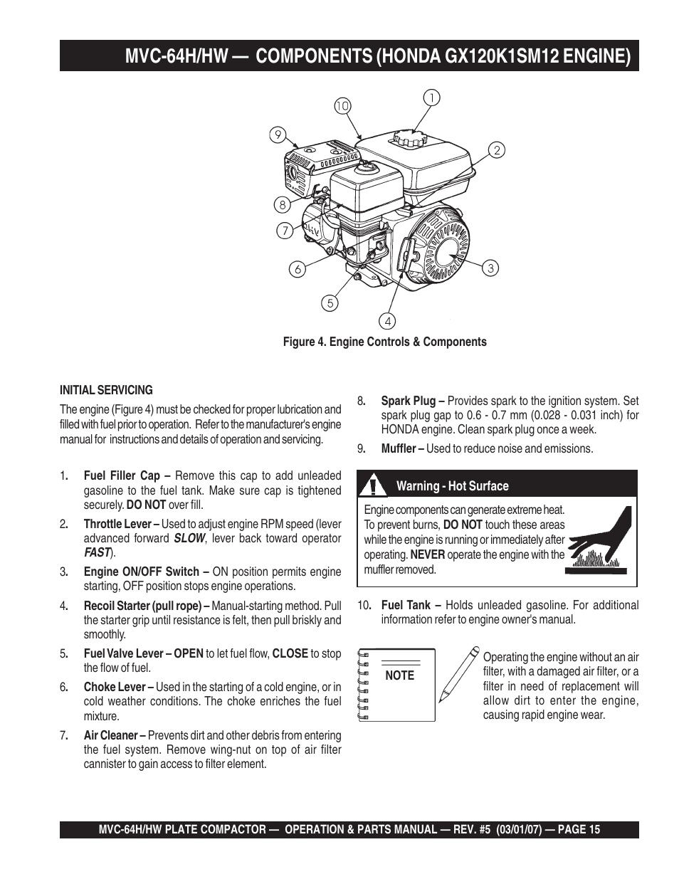 Multiquip MVC64H/HW User Manual | Page 15 / 72