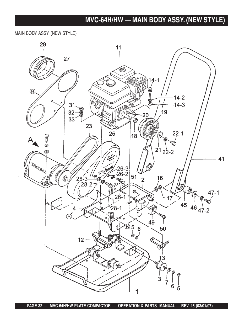 Mvc-64h/hw — main body assy. (new style) | Multiquip MVC64H/HW User Manual | Page 32 / 72