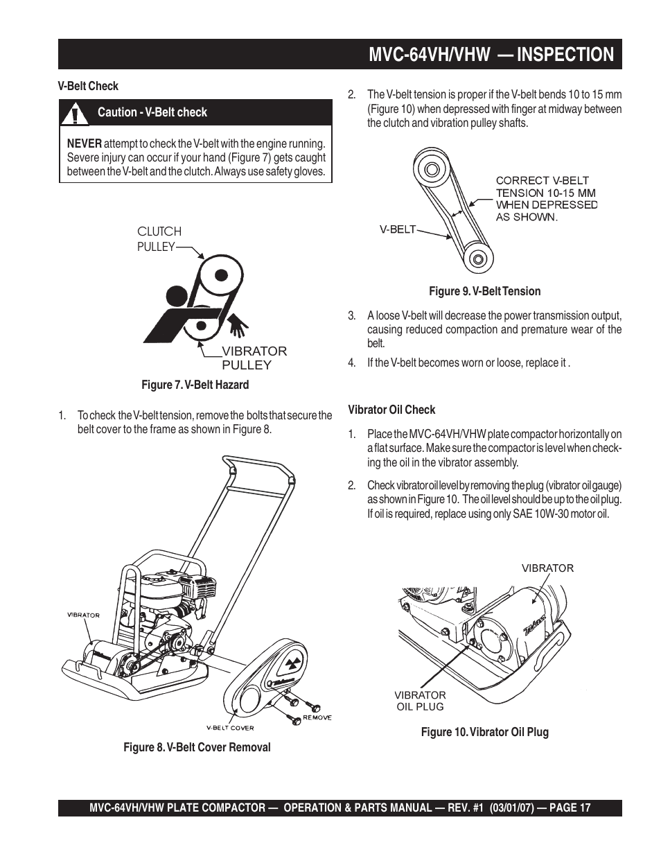 Mvc-64vh/vhw — inspection | Multiquip MVC64VH/VHW User Manual | Page 17 / 70