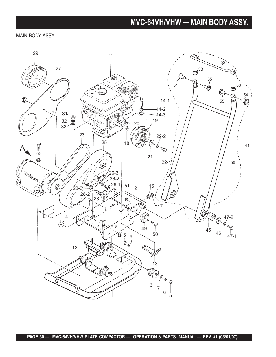 Mvc-64vh/vhw — main body assy | Multiquip MVC64VH/VHW User Manual | Page 30 / 70