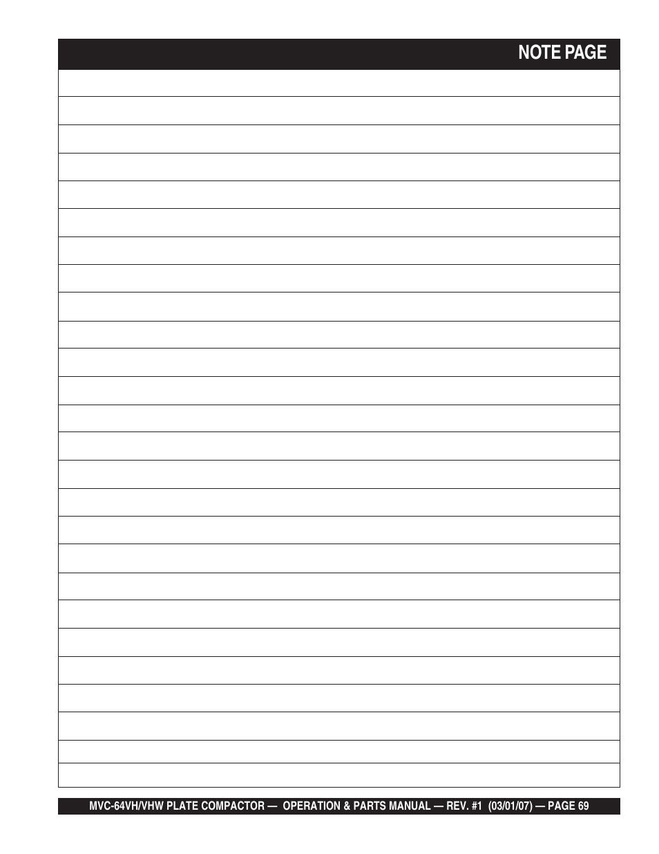 Multiquip MVC64VH/VHW User Manual | Page 69 / 70