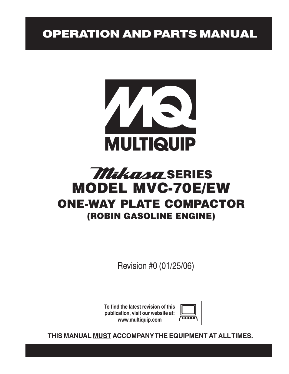 Multiquip MVC70E/EW User Manual | 62 pages