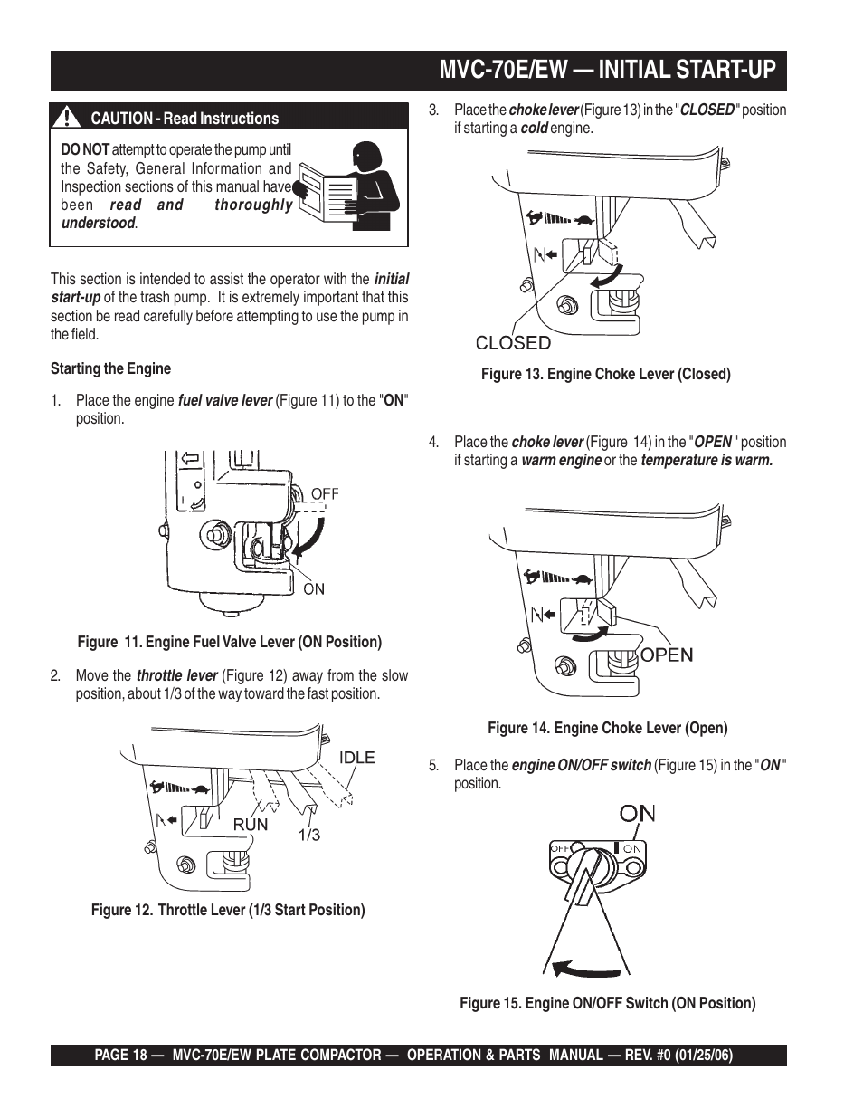 Mvc-70e/ew — initial start-up | Multiquip MVC70E/EW User Manual | Page 18 / 62