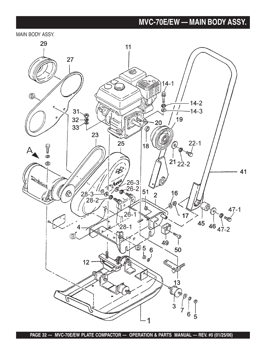 Mvc-70e/ew — main body assy | Multiquip MVC70E/EW User Manual | Page 32 / 62