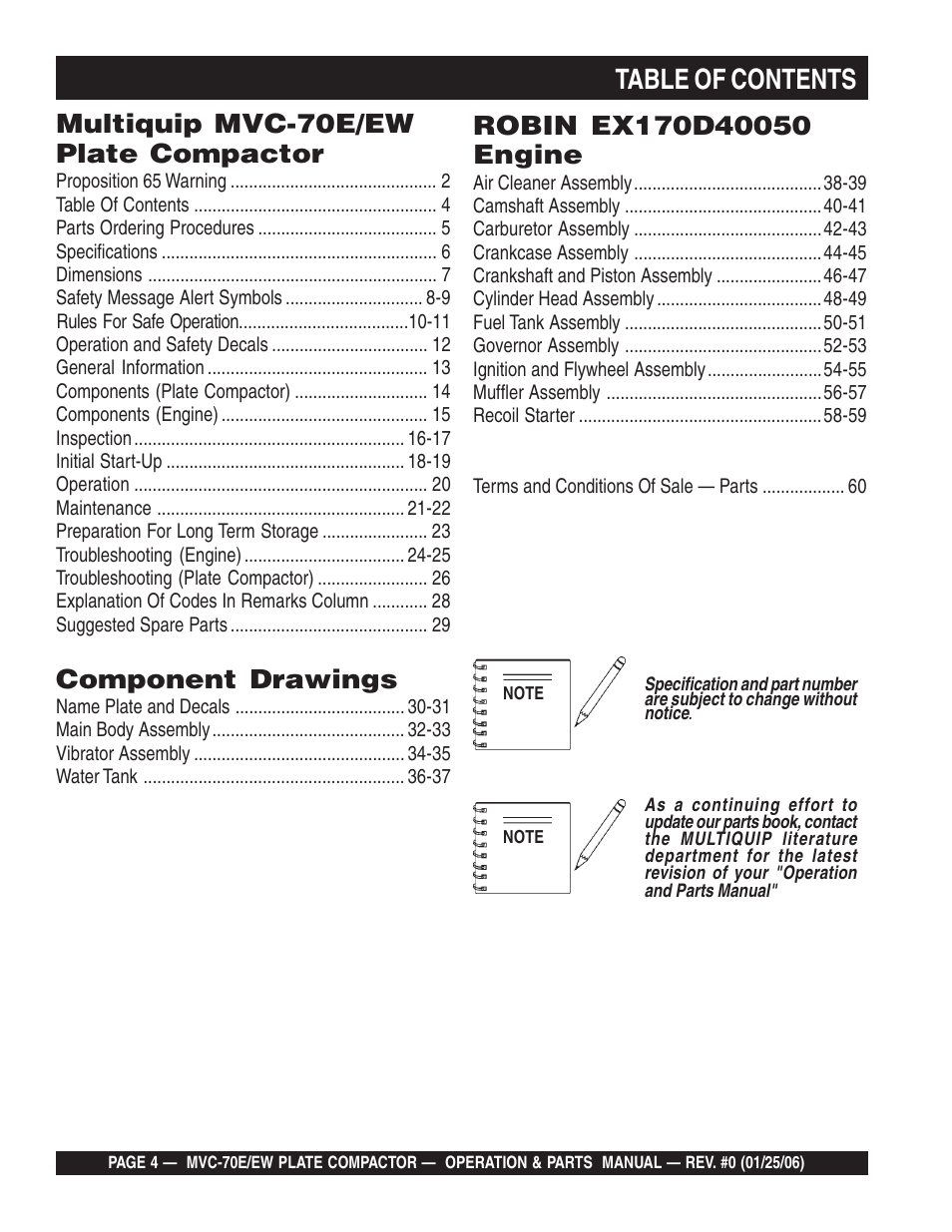 Multiquip MVC70E/EW User Manual | Page 4 / 62