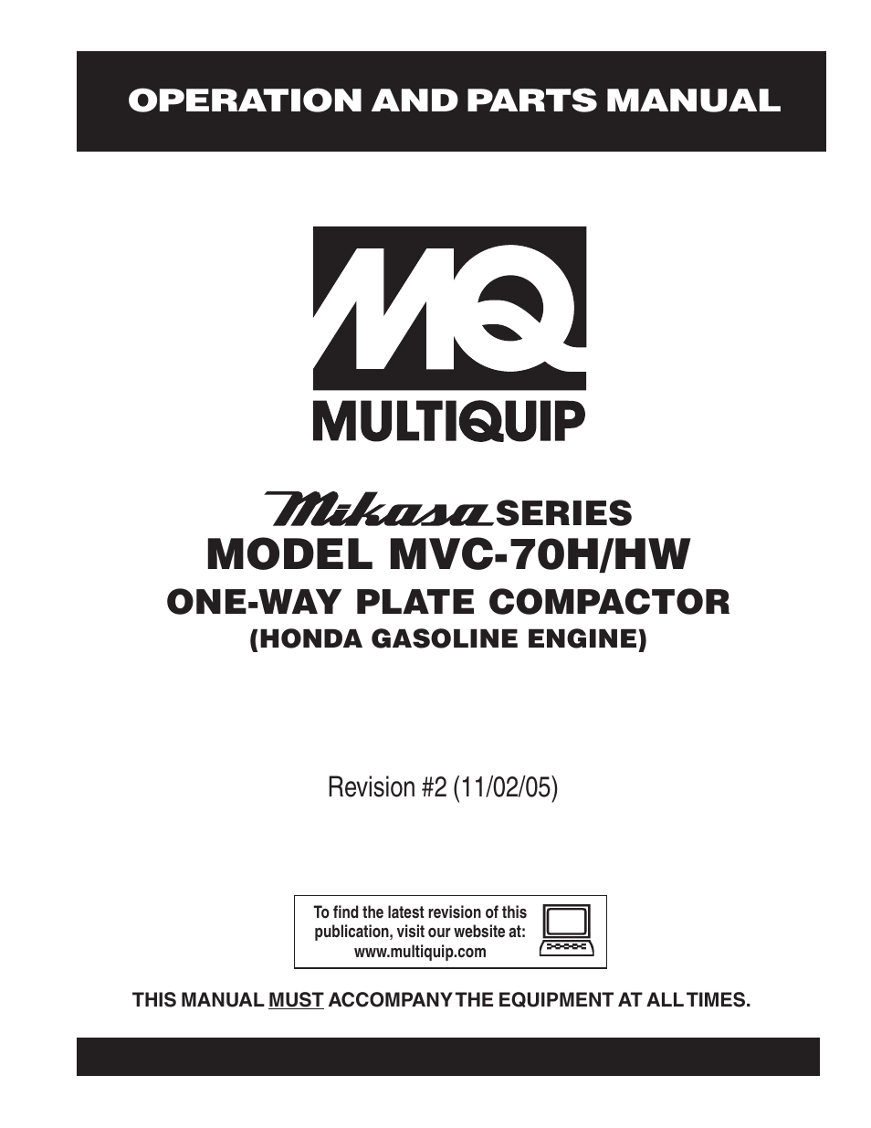 Multiquip MVC70H/HW User Manual | 74 pages