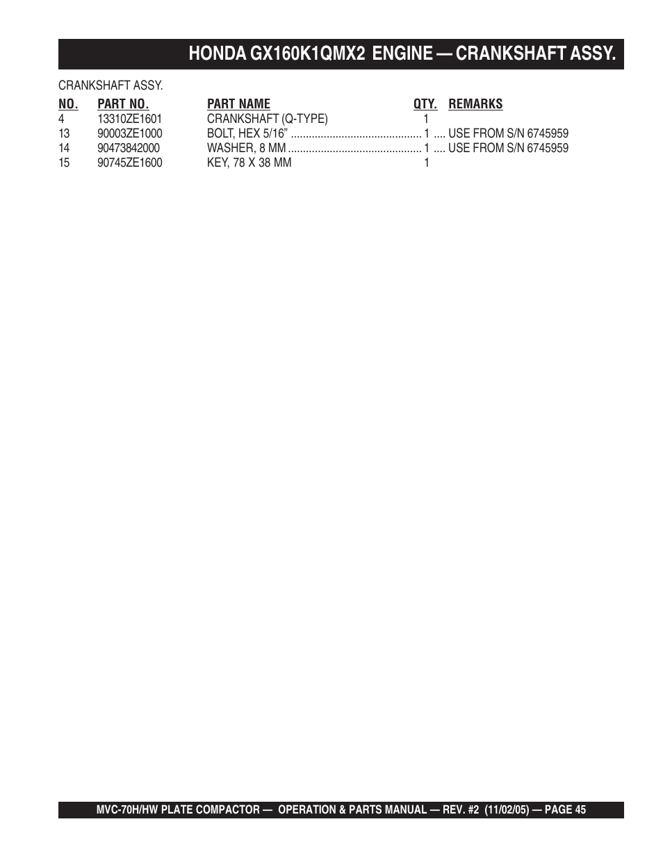Multiquip MVC70H/HW User Manual | Page 45 / 74
