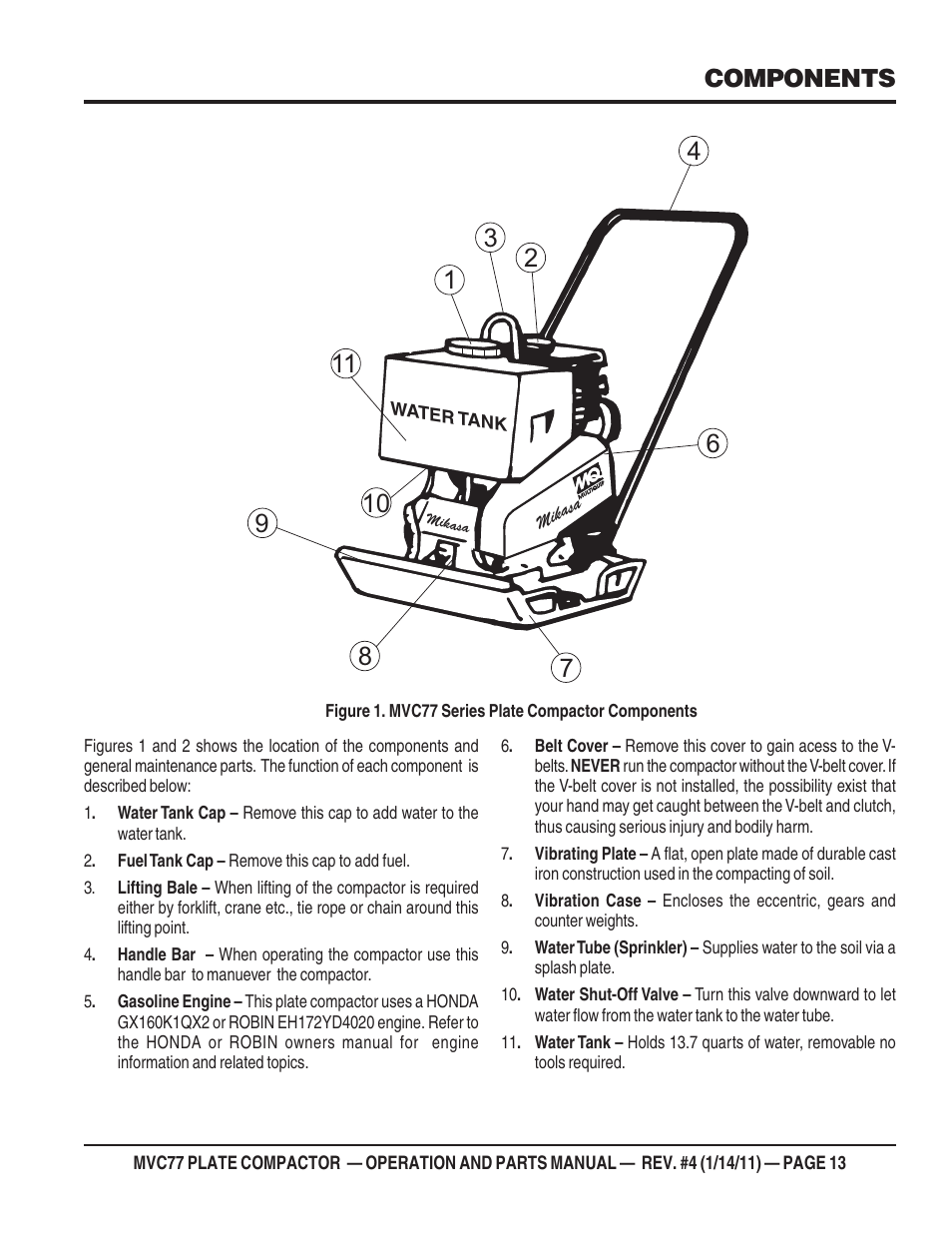 Components | Multiquip MVC77 User Manual | Page 13 / 72