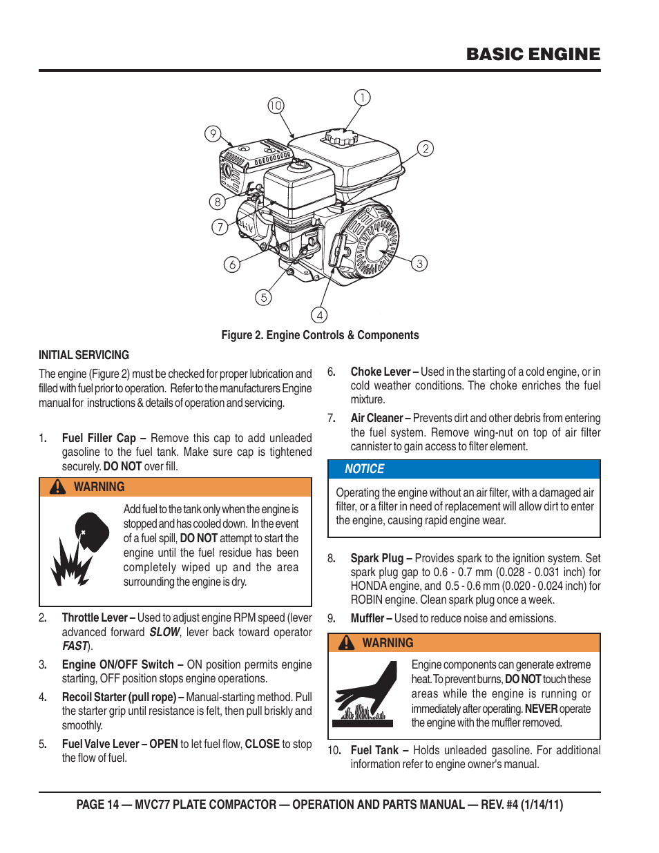 Basic engine | Multiquip MVC77 User Manual | Page 14 / 72