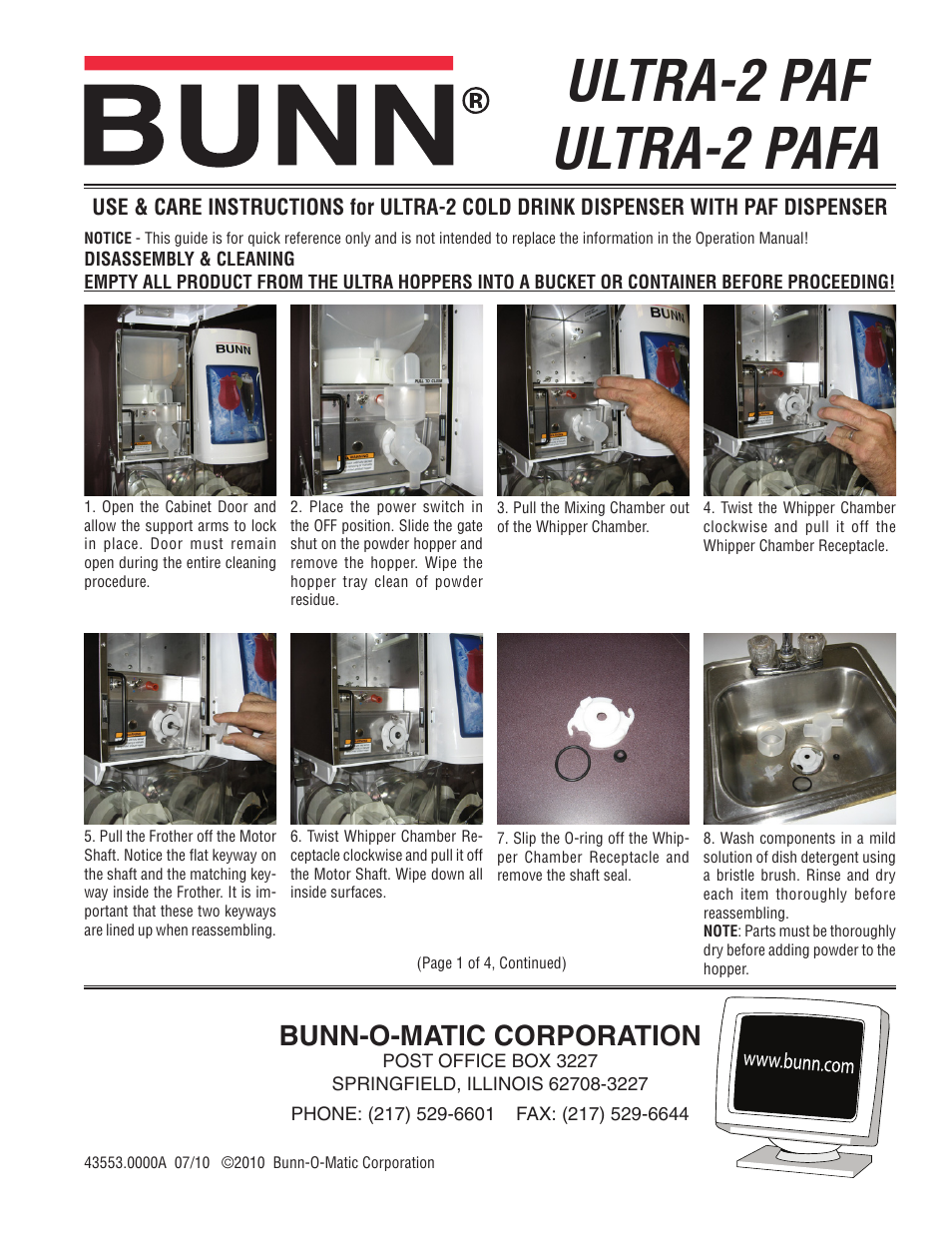 Bunn ULTRA-2 PAF User Manual | 4 pages