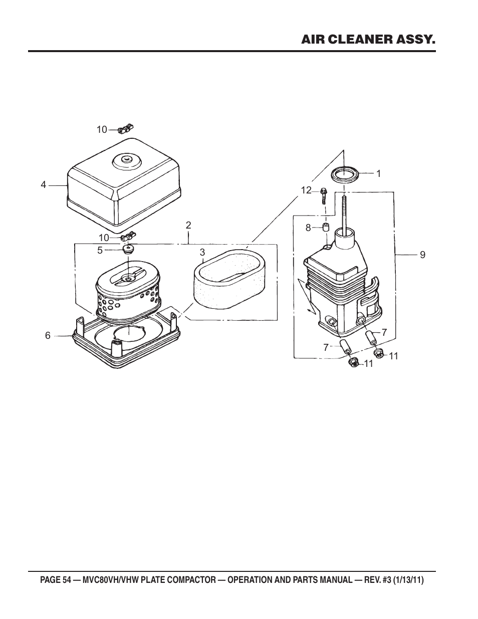 Air cleaner assy | Multiquip MVC80VH/VHW User Manual | Page 54 / 70